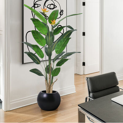 Haihong Factory Wholesale Plastic Decorative Plants 4ft 6ft Bird of Paradise Artificial Plant for Home Cafe Shop Decoration