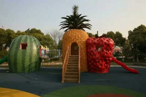 Cute Fruits And Vegetables Topiary Sculpture , Outdoor Garden Sculpture Colorful