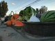 Χαριτωμένο Topiary γλυπτό φρούτων και λαχανικών, υπαίθριο γλυπτό κήπων ζωηρόχρωμο