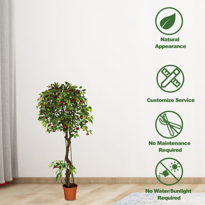 Custom Size 200cm Cherry Artificial Landscape Trees With Fruits Green In Four Seasons