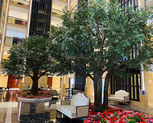 10-13ft Προσαρμόσιμο μεγάλο τεχνητό δέντρο Banyan Ficus με πυκνή κάλυψη - κεντρικό κομμάτι του λόμπι για εμπορικούς χώρους